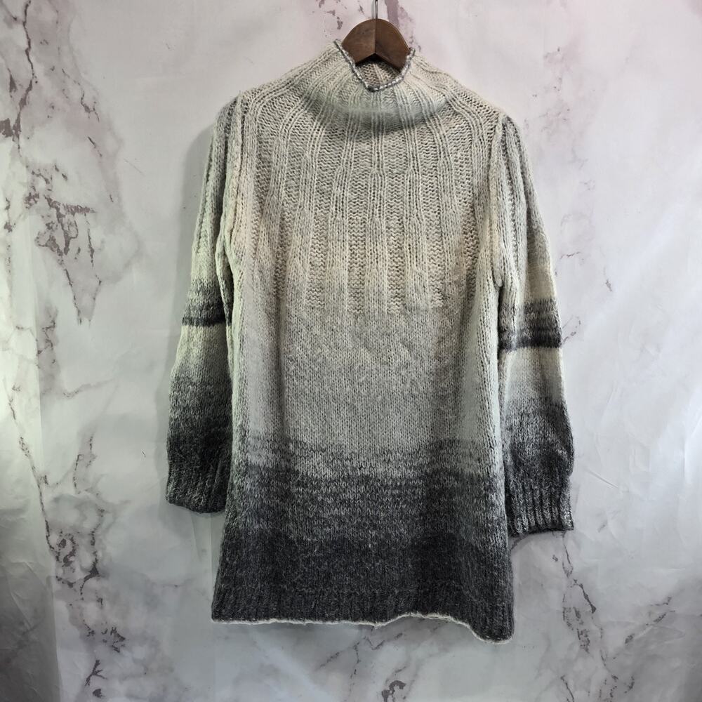 By Anthropologie Sweater Dress Womens Small Gray Wool Alpaca Balloon Ombre Perri